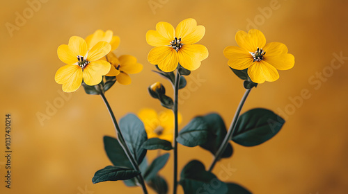 A Stylized Flat Icon Image of a Canola Plant, Showcasing Its Intricate Floral and Foliage Details with Vivid Colors