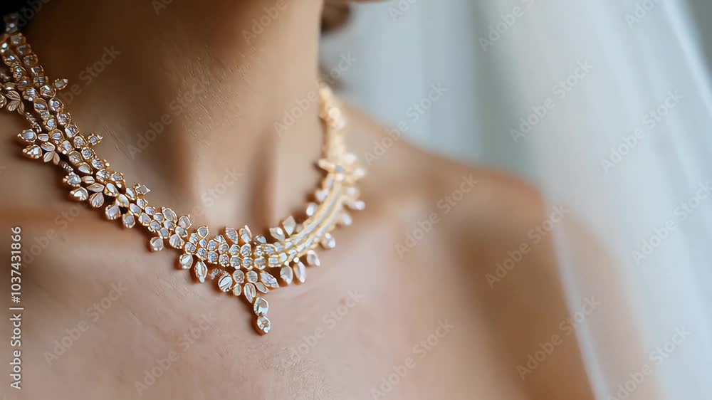 Beautiful bride necklace. The brides necklace and veil on her wedding day Beautiful bride necklace. The brides necklace and veil on her wedding day