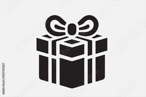 A simple black-and-white icon of a gift box