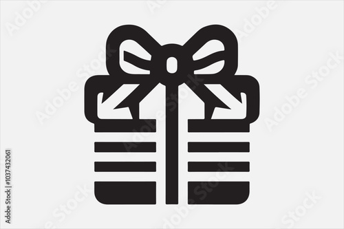 A simple black-and-white icon of a gift box