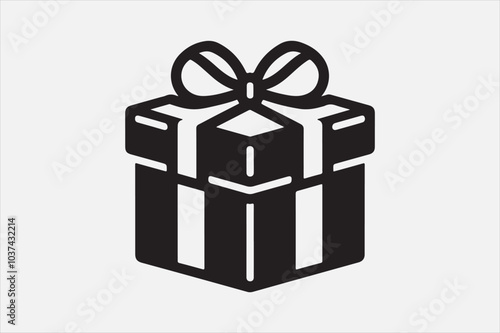 A simple black-and-white icon of a gift box