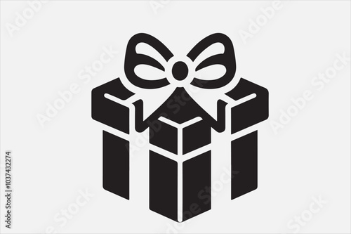 A simple black-and-white icon of a gift box