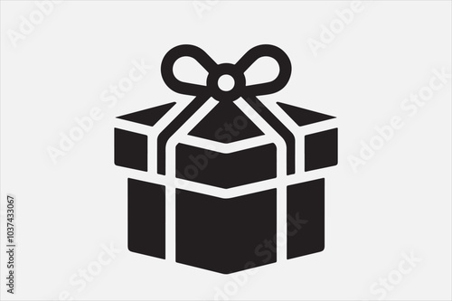 A simple black-and-white icon of a gift box