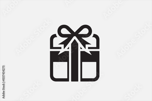 A simple black-and-white icon of a gift box