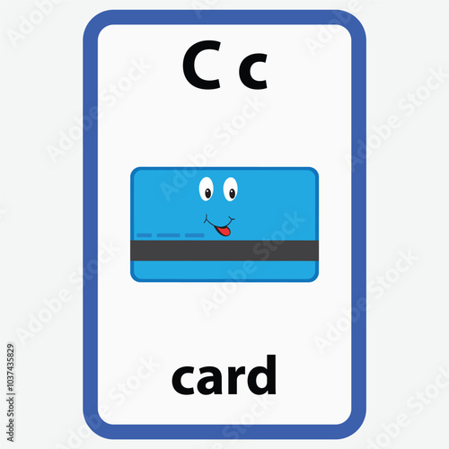 Alphabet flashcard for children with the letter c from card