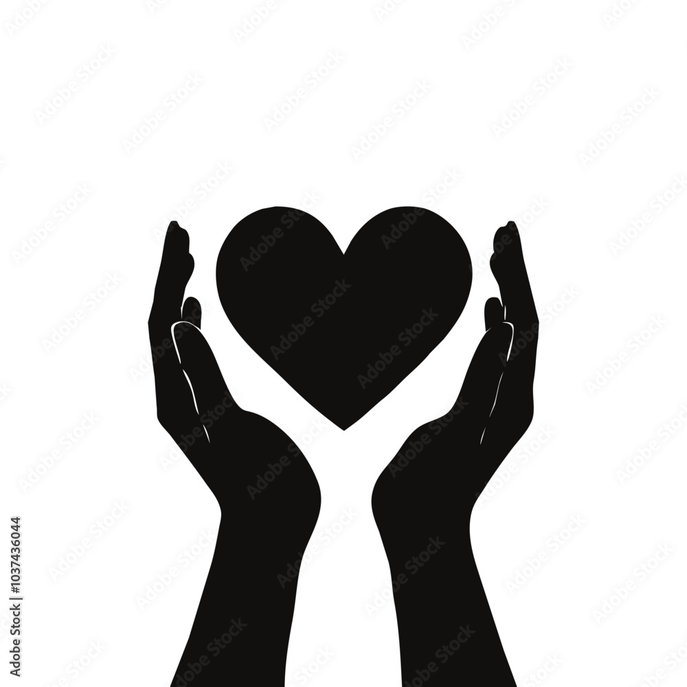 A silhouette of two hands offering a heart, symbolizing compassion and kindness for World Kindness Day A silhouette of two hands offering a heart, symbolizing compassion and kindness for World Kindness Day