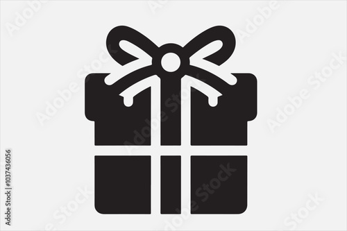 A simple black-and-white icon of a gift box