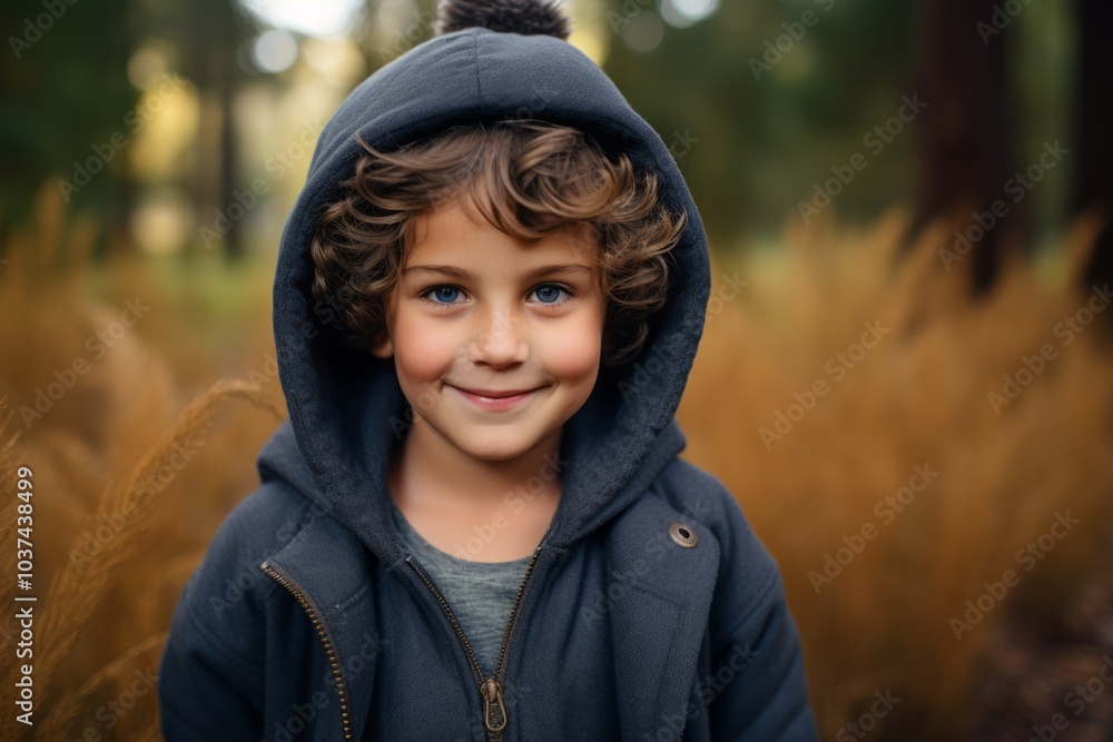 Portrait of a boy in the autumn forest. A child in a hood. Portrait of a boy in the autumn forest. A child in a hood.