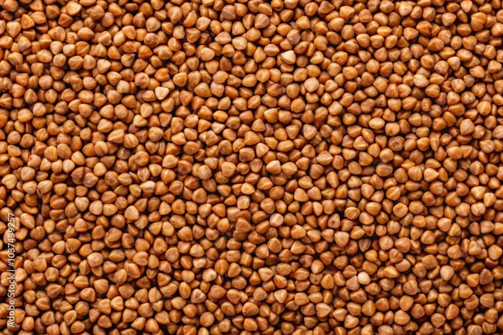 Uncooked brown buckwheat grains background Uncooked brown buckwheat grains background