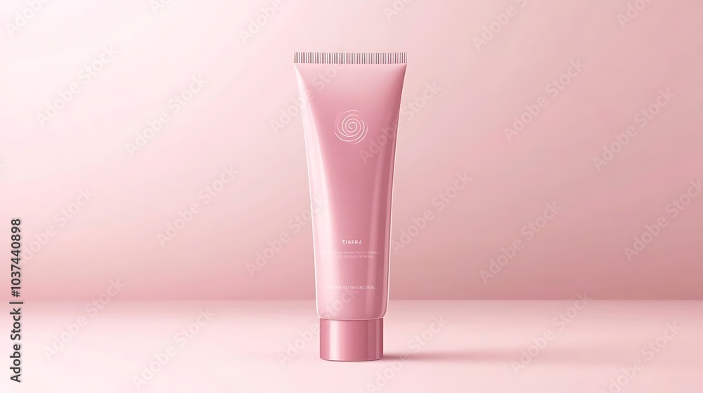 Pink Cosmetic Tube Mockup on Pink Background Pink Cosmetic Tube Mockup on Pink Background