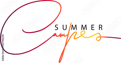 Summer camp, Summer Camp text. gradient color Summer Camp text