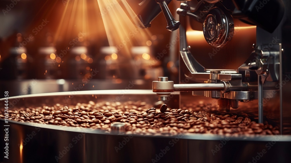 A photo of a modern coffee roasting machine A photo of a modern coffee roasting machine