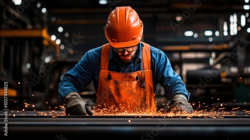 Metal Fabrication Worker in Steel Factory Environment