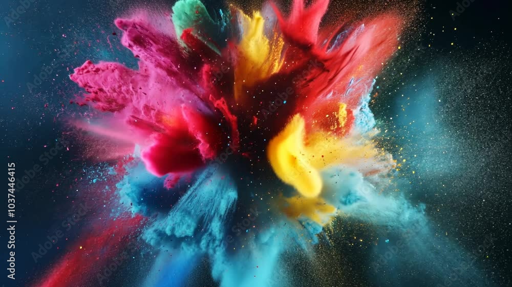 colorful smoke explosion in slow motion with space background colorful smoke explosion in slow motion with space background