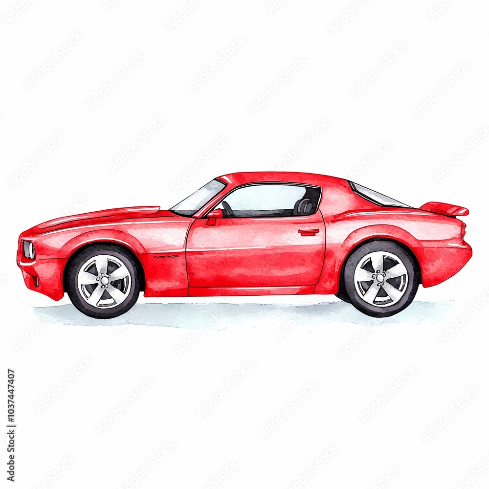 Retro Classic Car Watercolor Illustration Retro Classic Car Watercolor Illustration