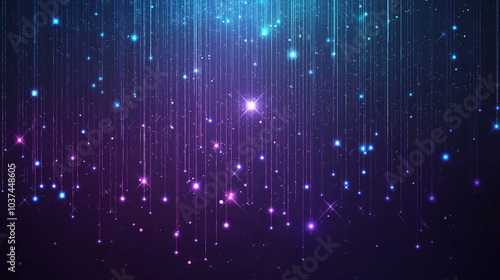 bstract Blue Glowing Network with Dots and Lines on a Dark Purple Space Background - Perfect for Technology Video Presentations or Business Backdrops