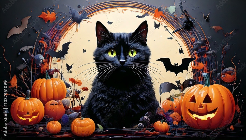 halloween background with pumpkin and bats halloween background with pumpkin and bats