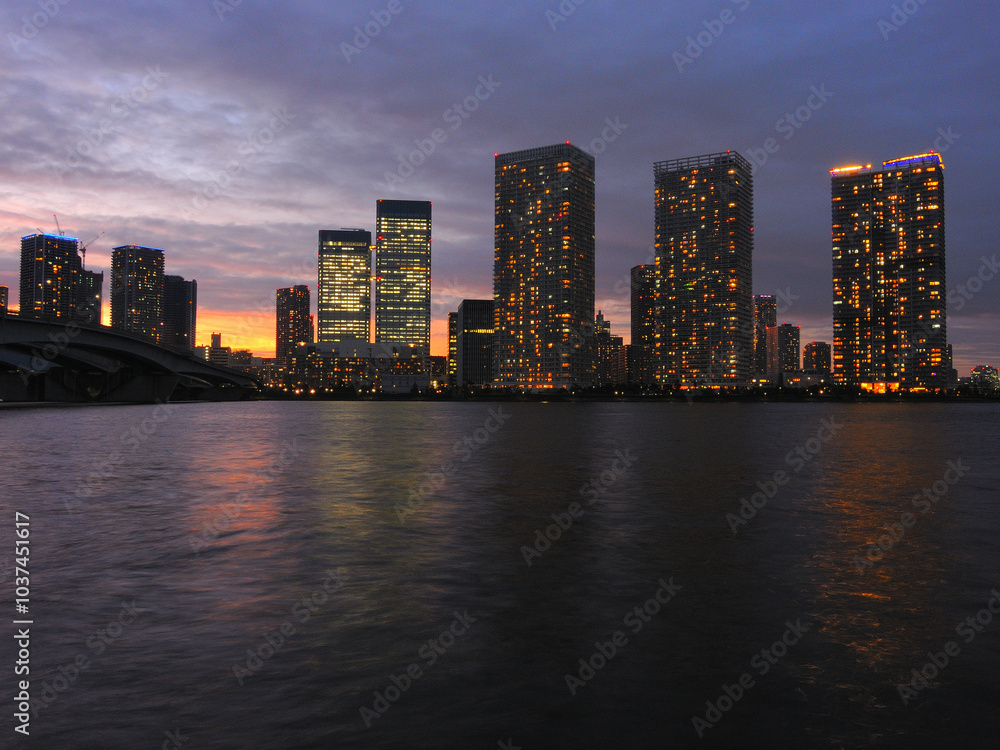 夜景 晴海 東京都江東区豊洲の風景 夜景 晴海 東京都江東区豊洲の風景