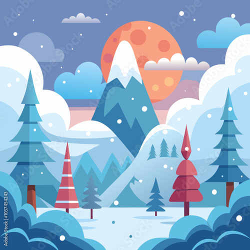 Winter day happy winter vector fog in nature