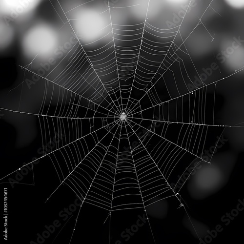 black spider web isolated on white background photo