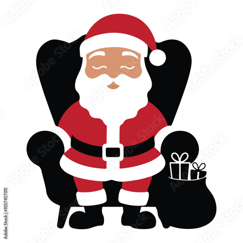 Santa Claus and elf delivering gifts