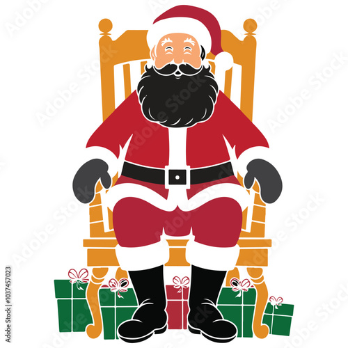 Santa Claus and elf delivering gifts