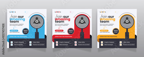 We are hiring job vacancy social media post or square web banner template