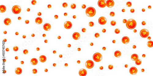 Vitamin A round capsules scattered randomly.