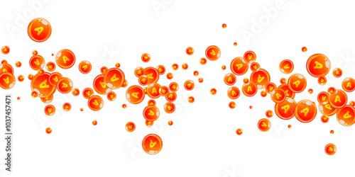 Vitamin A round capsules scattered randomly.