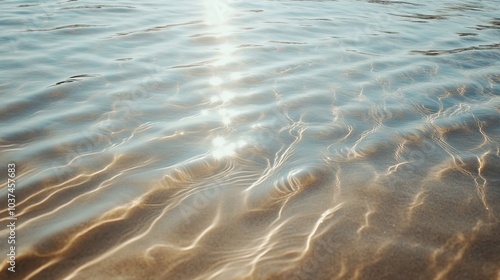 Calm Water Surface with Sun Reflection and Waves