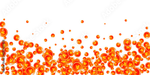 Vitamin A round capsules scattered randomly.