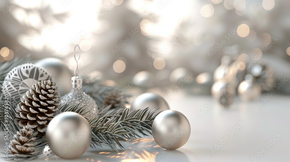 Christmas white background with christmas balls and decoration Christmas white background with christmas balls and decoration