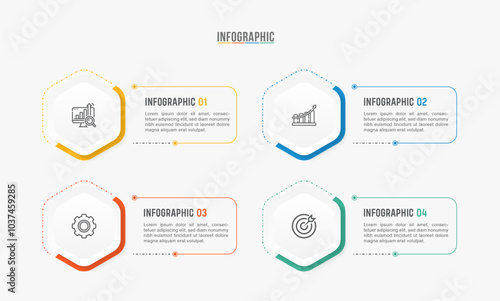 Timeline infographic template design. 4 options or steps business infographic template design. Can be used for process diagram, presentations, workflow layout, flow chart, steps, banner.