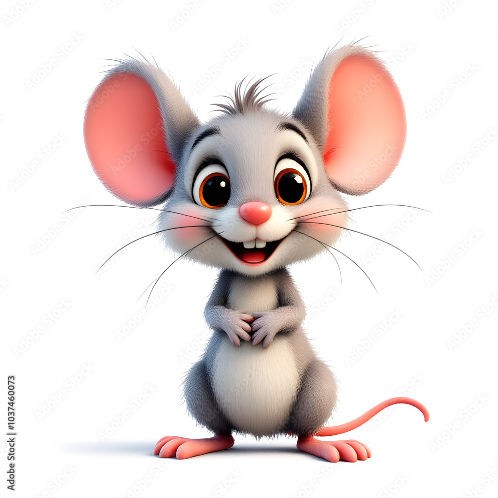 3d cute happy cartoon mouse isolated on white background 3d cute happy cartoon mouse isolated on white background