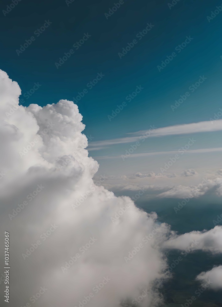 Serene Sky with Fluffy Clouds - Aerial Photography of Nature's Beauty for Travel and Landscape Enthusiasts
