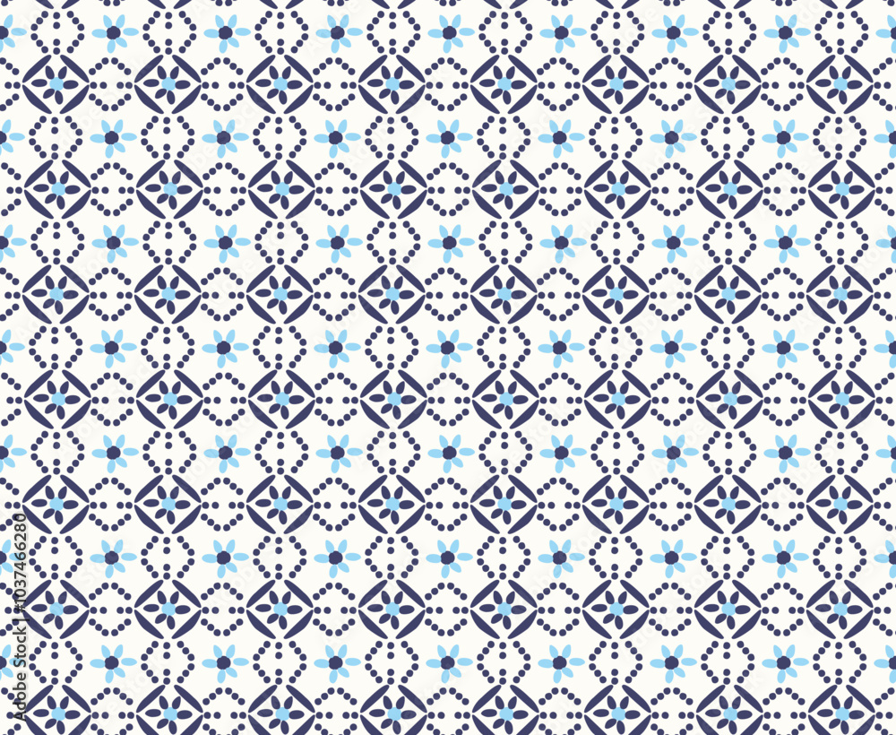 Fototapeta premium REPEAT PRINT IN DOT AND FLORAL PATTERN DESIGN. SEAMLESS FLORAL PATTERN IN VECTOR FILE