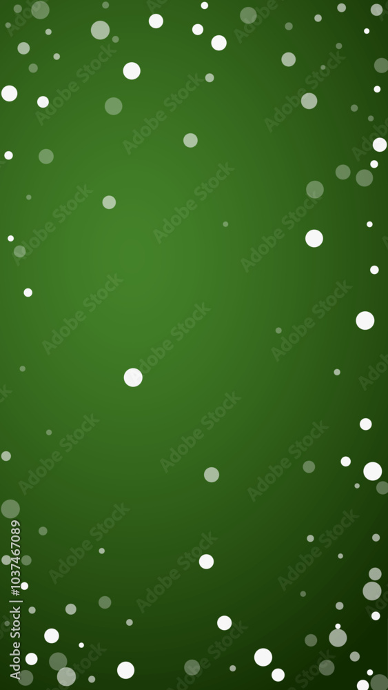 Magic falling snow christmas background. Subtle flying snow flakes and stars on christmas green background. Magic falling snow holiday scenery. Vertical vector illustration. Magic falling snow christmas background. Subtle flying snow flakes and stars on christmas green background. Magic falling snow holiday scenery. Vertical vector illustration.