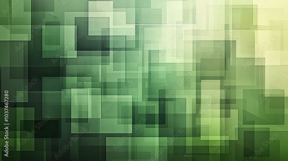An abstract digital art piece featuring overlapping translucent green rectangles and squares, creating a modern design with depth and texture. An abstract digital art piece featuring overlapping translucent green rectangles and squares, creating a modern design with depth and texture.
