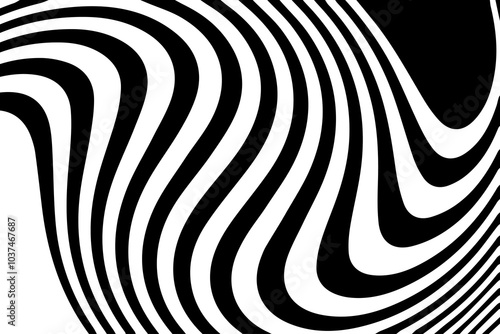 Abstract wave vector background. Stylized black White illusion. Modern graphic line art. Eps 10