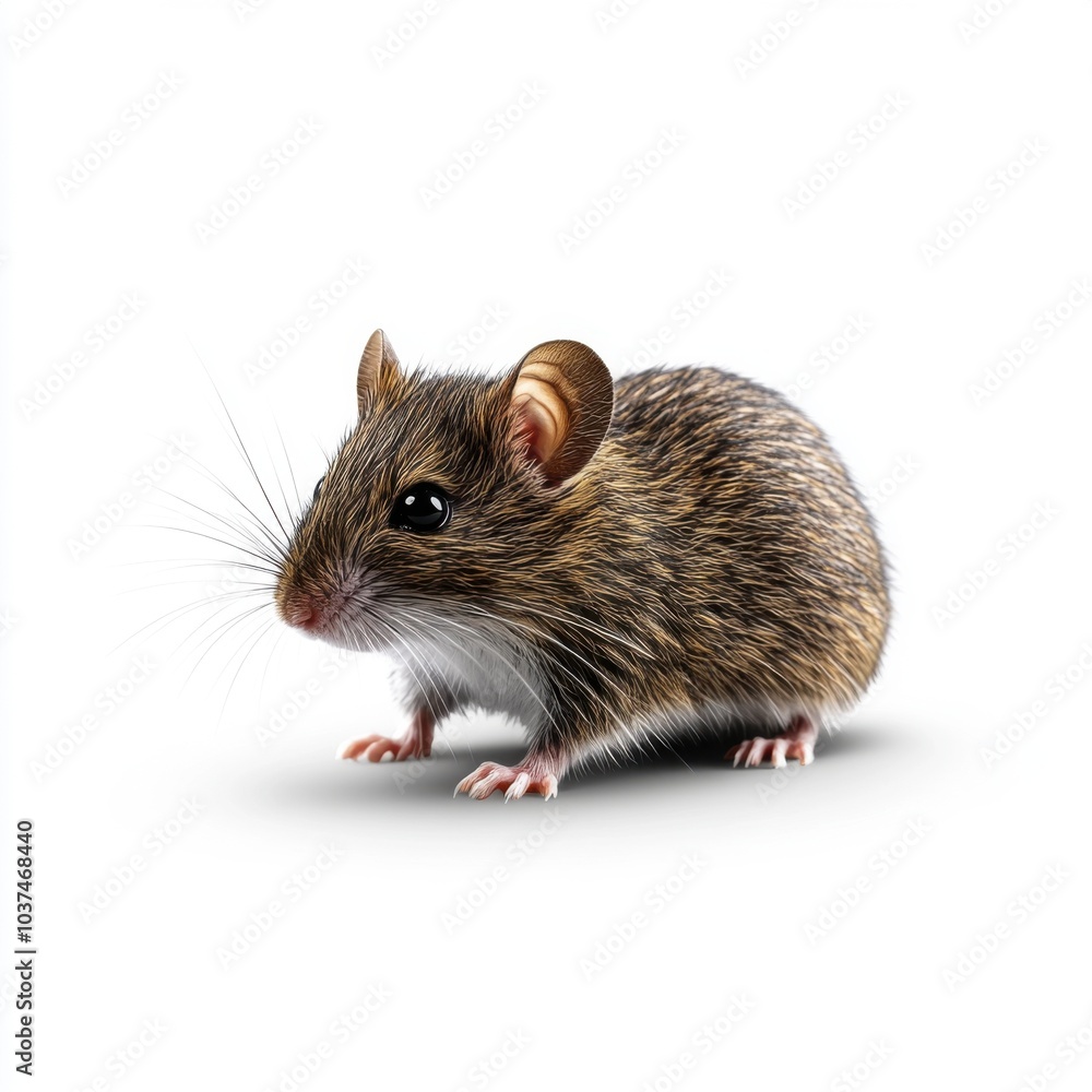 Single Vole on White Background in Raw Style Single Vole on White Background in Raw Style