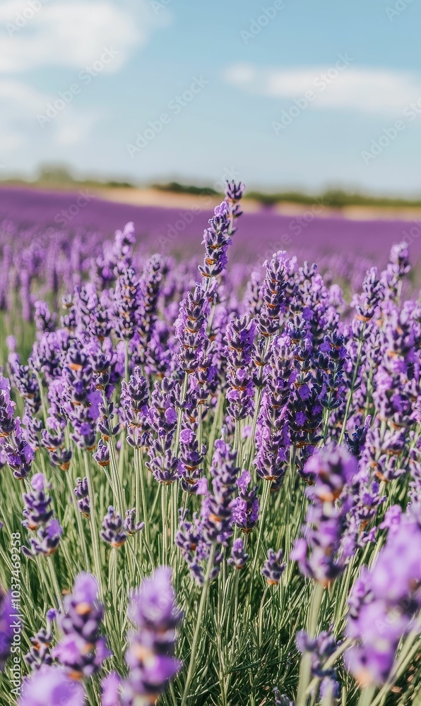 Obraz premium Purple lavender flowers in a field.