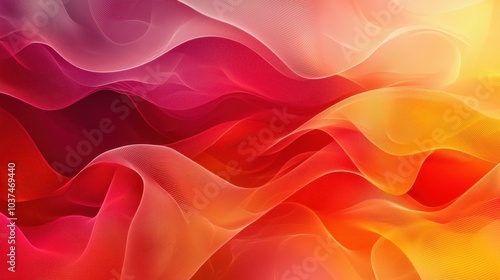 This image features vibrant abstract waves in shades of red, pink, and orange, blending together to create a warm and inviting visual experience.