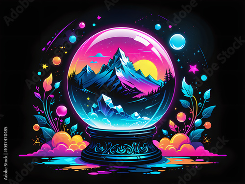 Enchanted Crystal Ball: Mystic T-Shirt Design photo