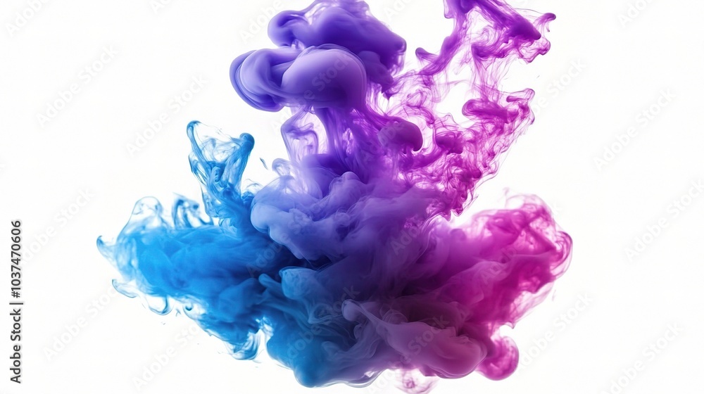 Abstract Ink Cloud: Swirling Symphony of Blue, Purple, and Pink Ink Abstract Ink Cloud: Swirling Symphony of Blue, Purple, and Pink Ink