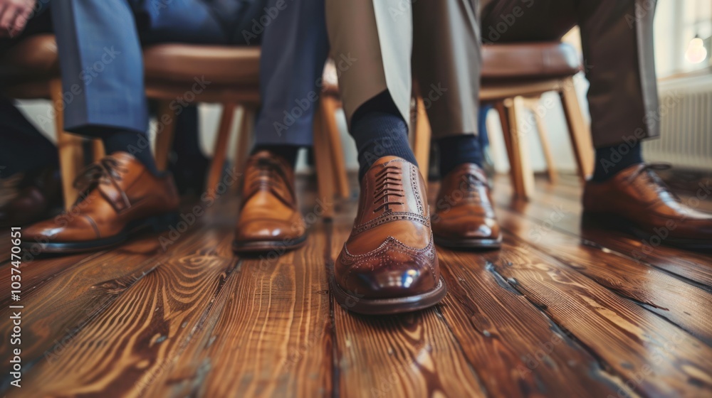 Formal Footwear: Close-up of Brown Leather Shoes Formal Footwear: Close-up of Brown Leather Shoes