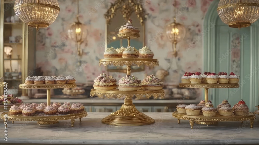 Obraz premium A refined Hollywood Regency bakery display