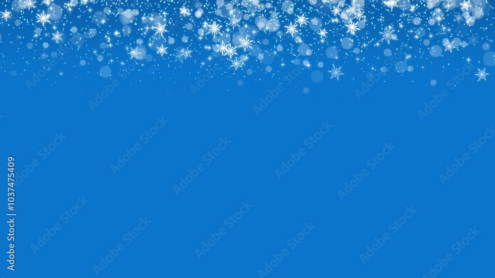 Blue Christmas background with glittering white particles and snow flakes. Blue Christmas background with glittering white particles and snow flakes.