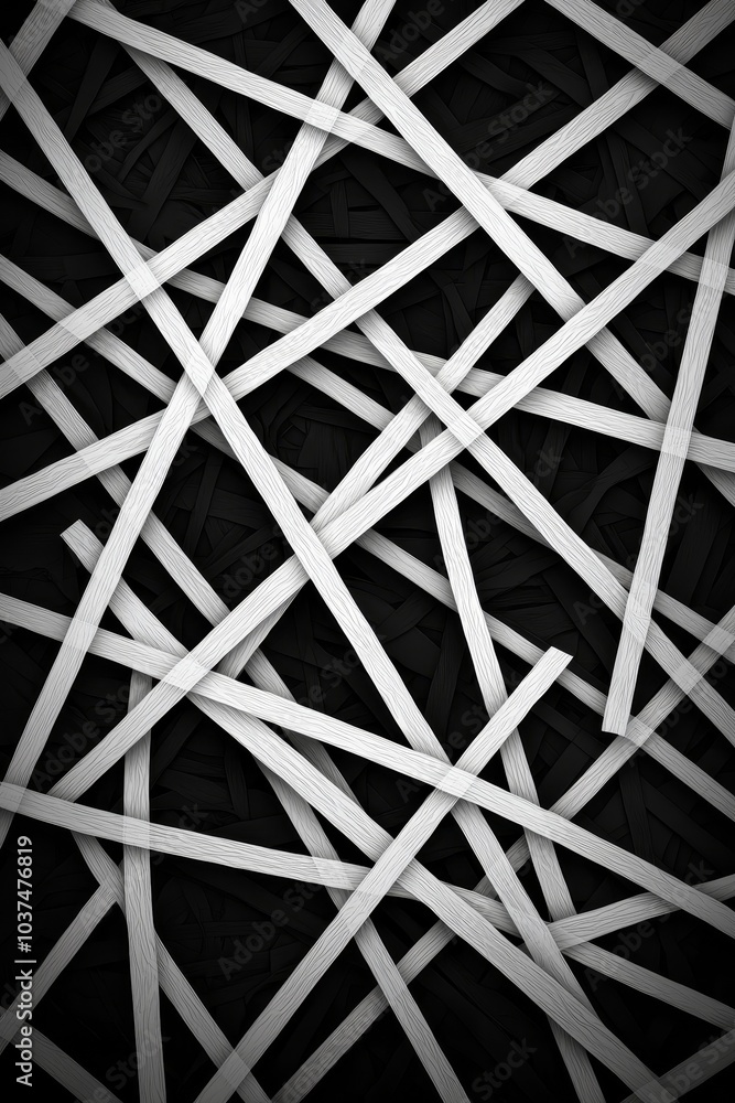 Symmetric Monochrome Grid Abstract Geometric Pattern in Black and White on Dark Background, Minimalist Modern Art Concept Symmetric Monochrome Grid Abstract Geometric Pattern in Black and White on Dark Background, Minimalist Modern Art Concept
