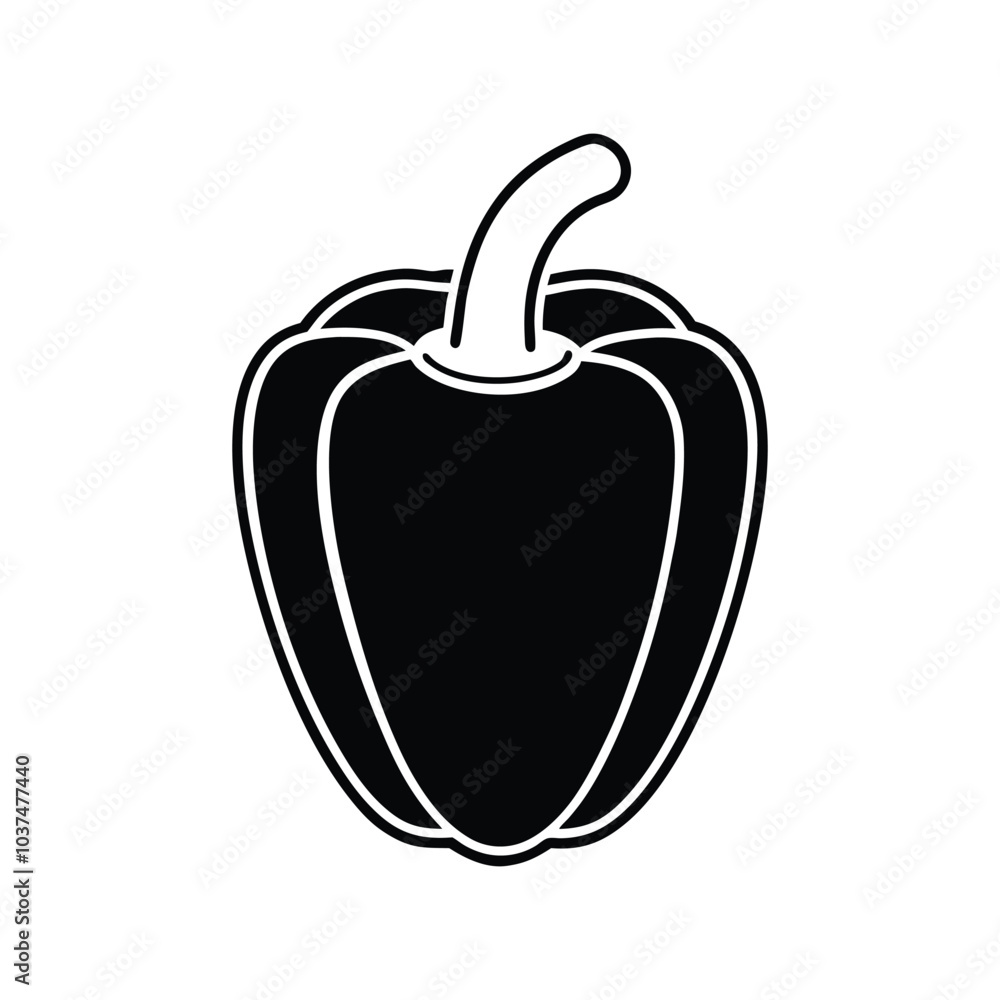 Bell Pepper Vegetables Glyph Icon. Black pepper group of black icons on a white background. Vector illustration. Bell Pepper Vegetables Glyph Icon. Black pepper group of black icons on a white background. Vector illustration.