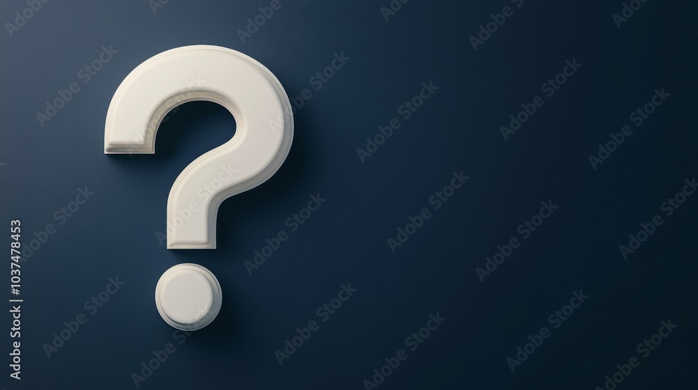 Minimalist White Question Mark on Blue Background - Curious Contemplation in Graphic Design Minimalist White Question Mark on Blue Background - Curious Contemplation in Graphic Design